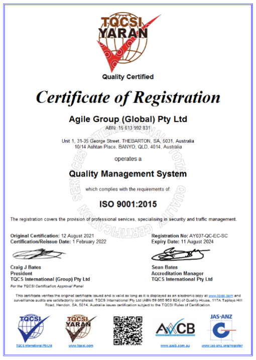 Quality Certificate ISO